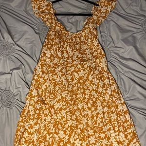 Mustard color dress w white flowers